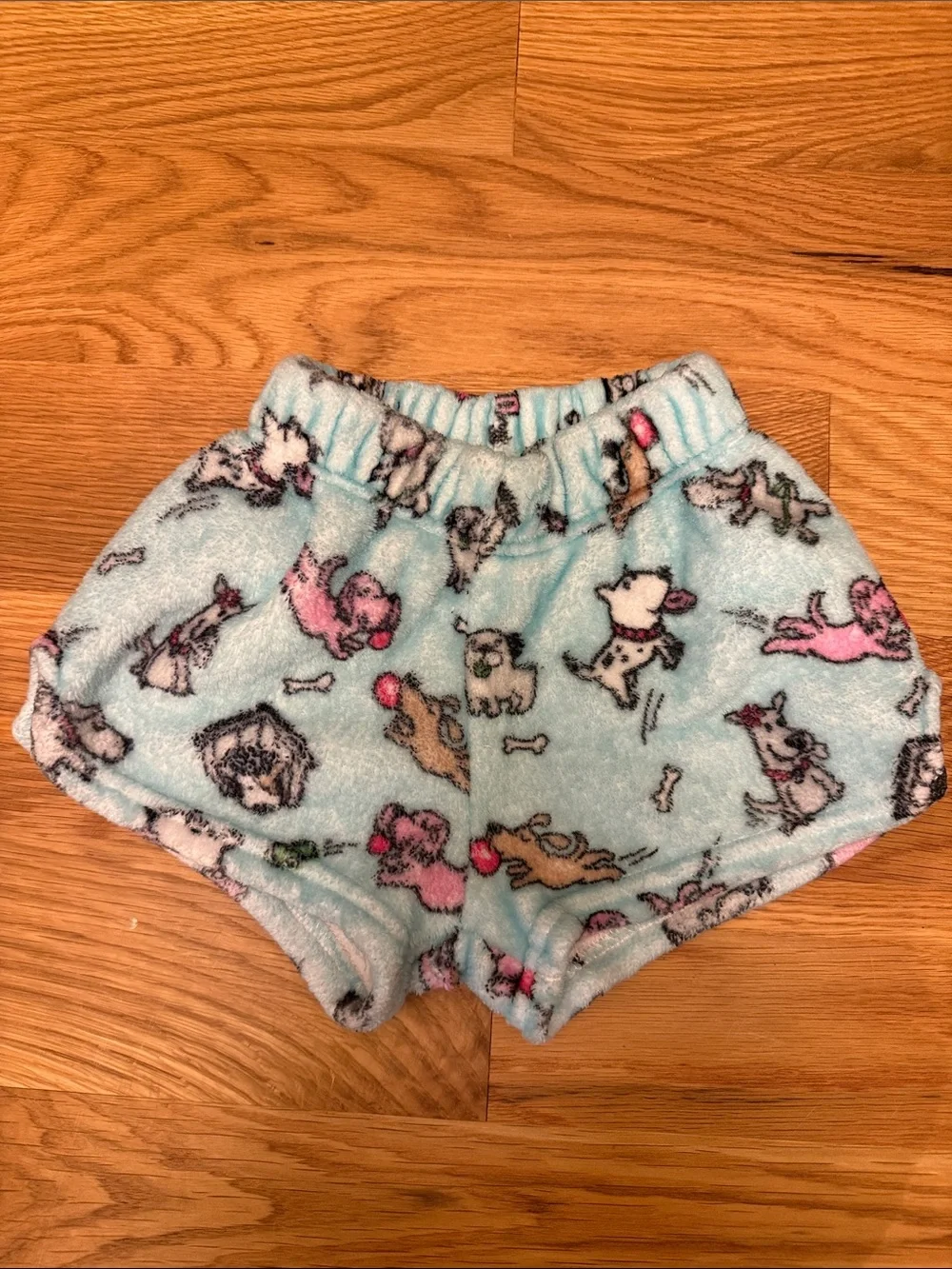 Cozy Light Blue Puppy Print Fleece Pajama Shorts for Kids